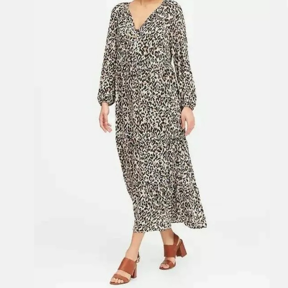 Banana Republic Leopard Tiered Maxi Dress Small